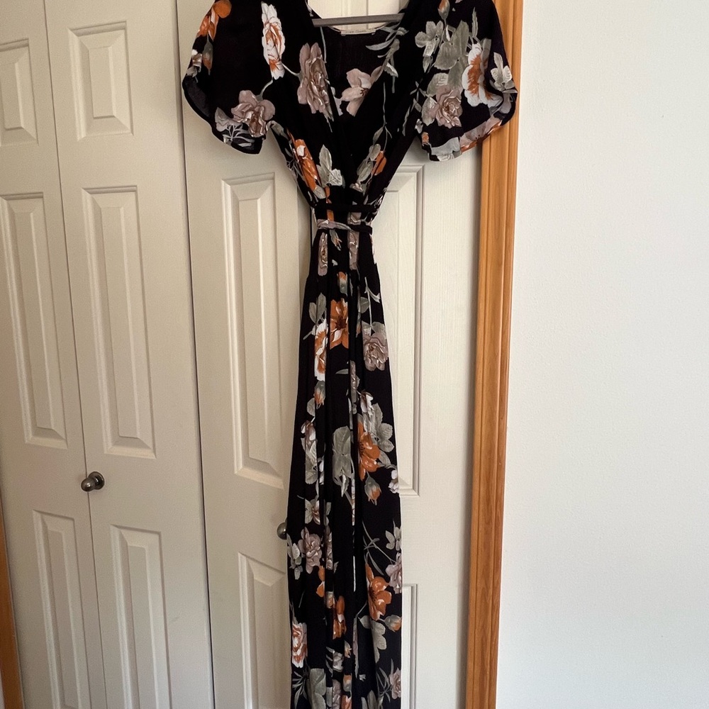 Black and Floral Maxi Dress